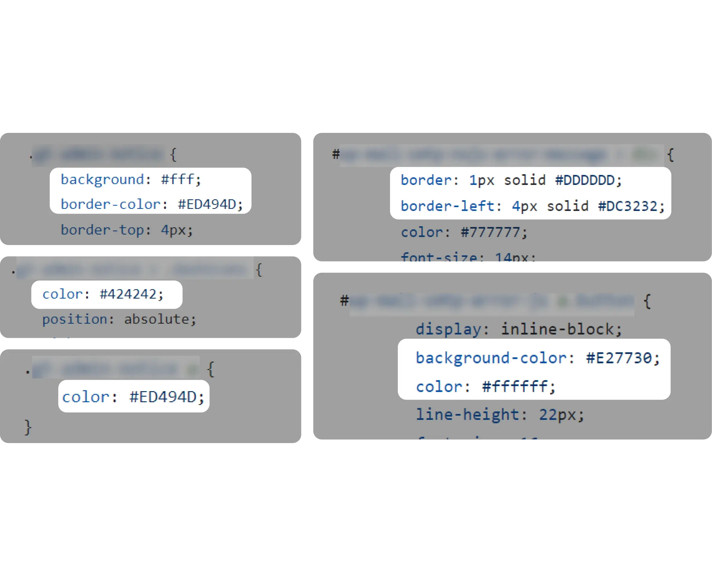 Most CSS classes are using hex codes instead of the variables